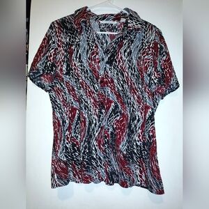 Fred David Red, Black, and White Button Down Shirt